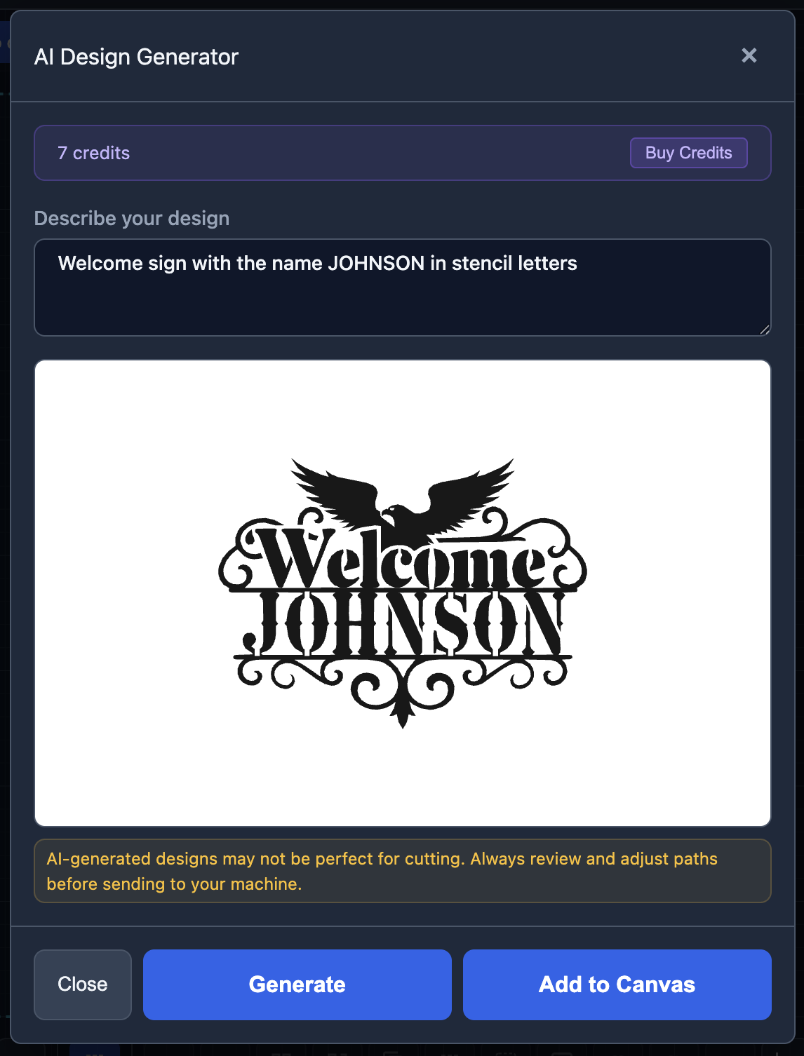 AI generated welcome sign